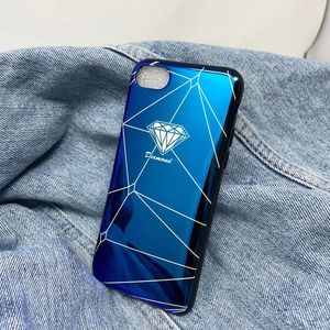 iPhone 7/8 Case Metallic Blue Diamond Cover NEW